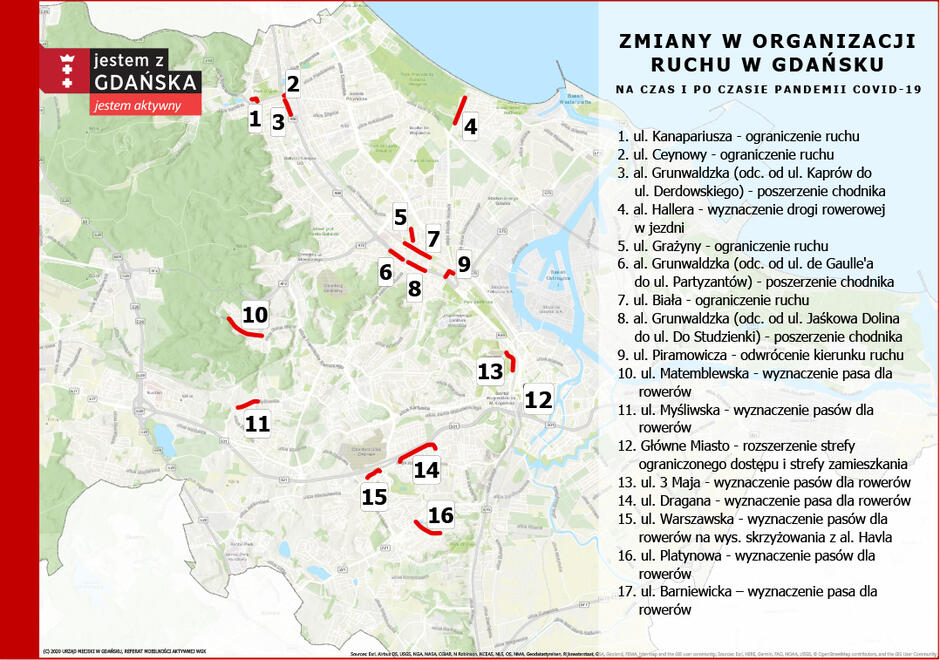 mapa - zmiany COVID Gdańsk